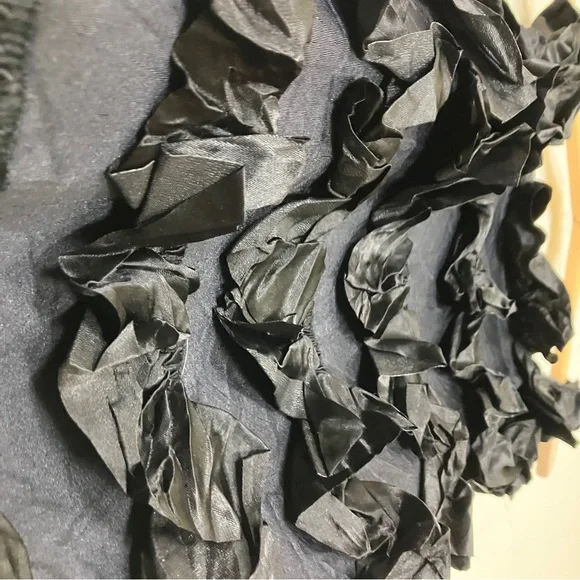 Vintage black ruffle bodycon bandage dress midi cocktail party frilly tiered - Picture 9 of 9